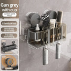Modern Metallic Wall-Mounted Toothbrush Holder & Bathroom Organizer