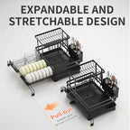 2-Tier Expandable Carbon Steel Dish Drying Rack