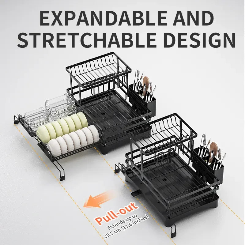 2-Tier Expandable Carbon Steel Dish Drying Rack