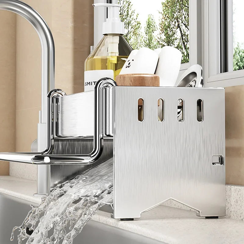 Stainless Steel Sleek Kitchen Sink Countertop Organizer
