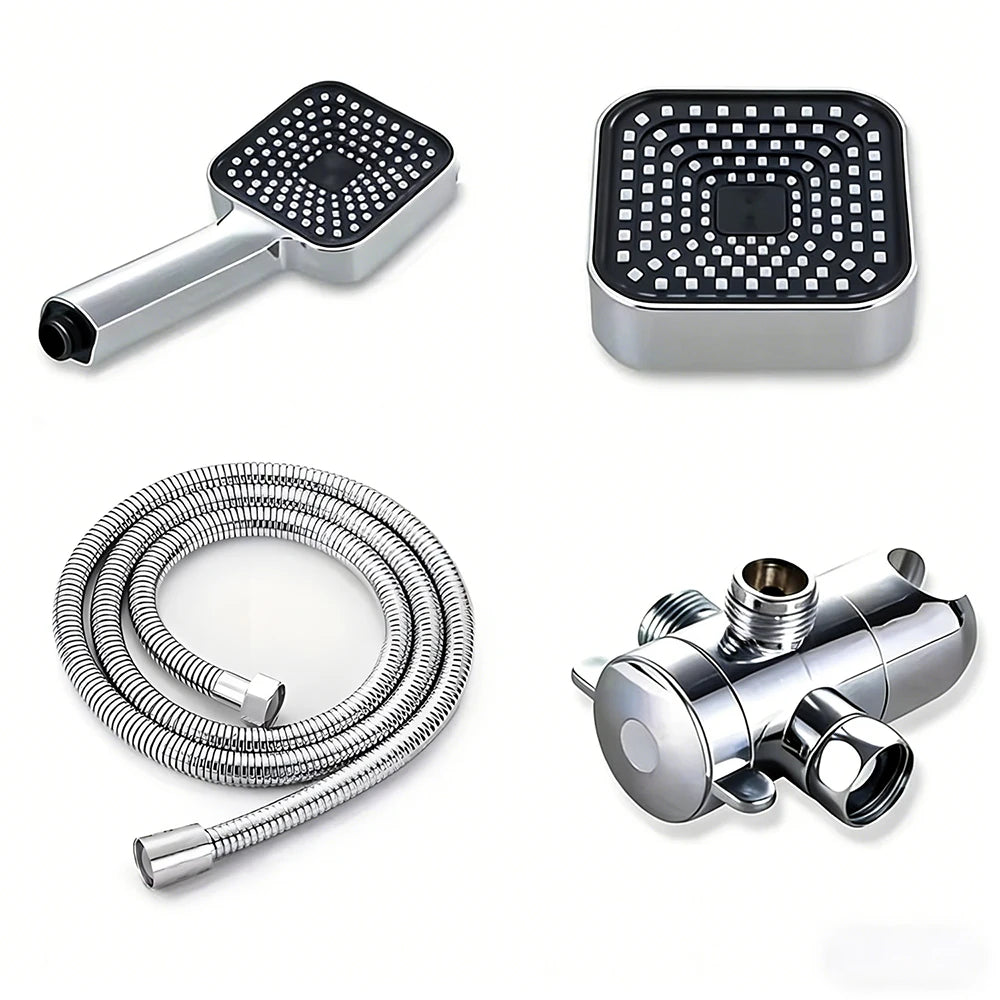 Dual Shower Head Combo with Handheld Spray, High Pressure Rainfall Shower Head, 3-Way Diverter & Stainless Steel Hose