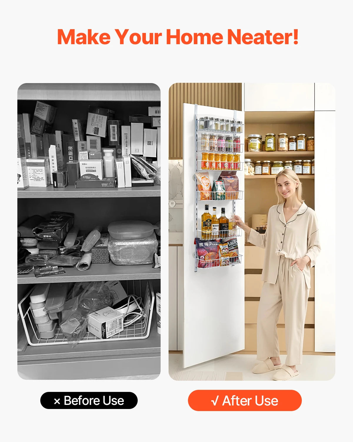 Adjustable Over-the-Door Pantry Organizer – Heavy-Duty Hanging Spice & Storage Rack