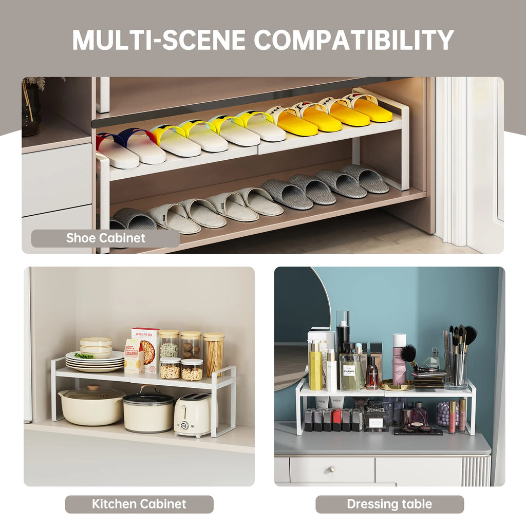 Expandable Kitchen Cabinet Organizer & Layered Shelf