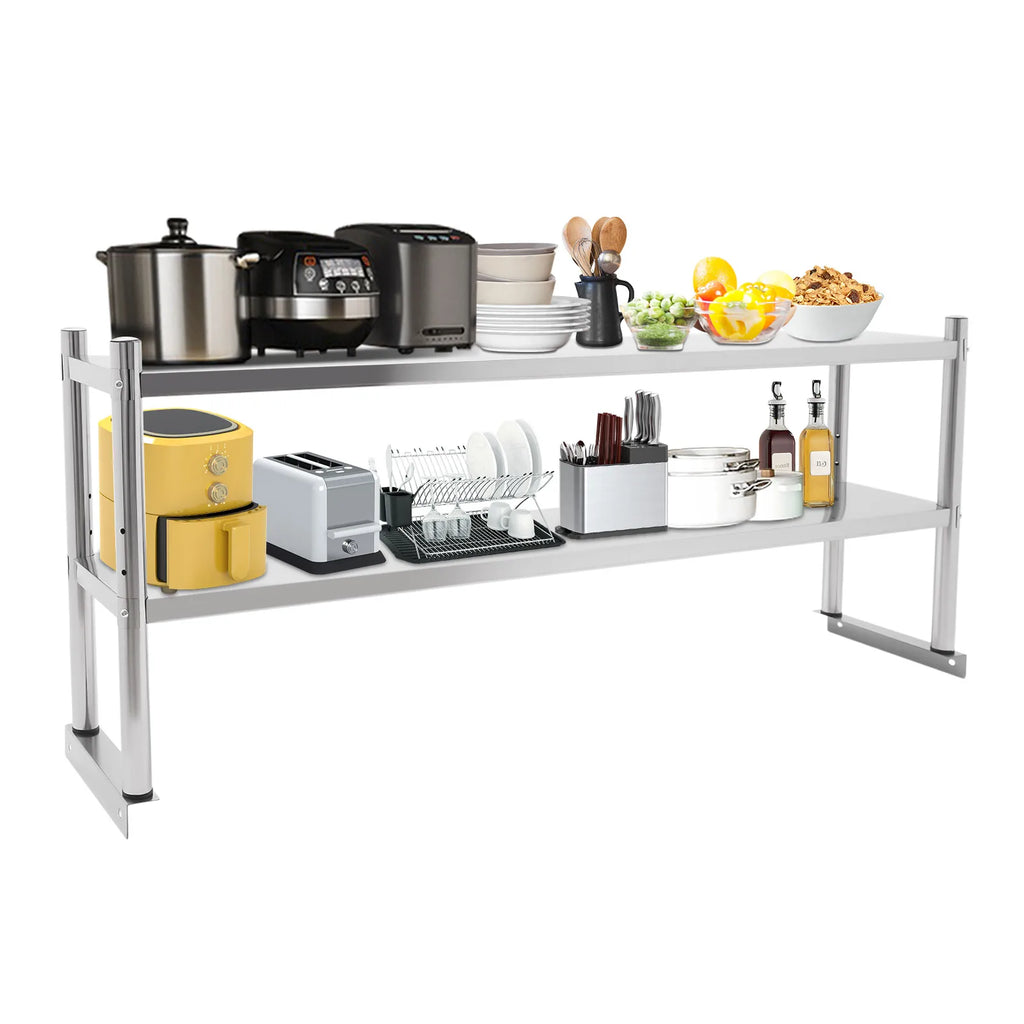 Heavy-Duty 2-Tier Stainless Steel Countertop Shelf – Adjustable Kitchen Organizer