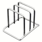 Minimalist Stainless Steel Cutting Board & Pot Lid Organizer Stand