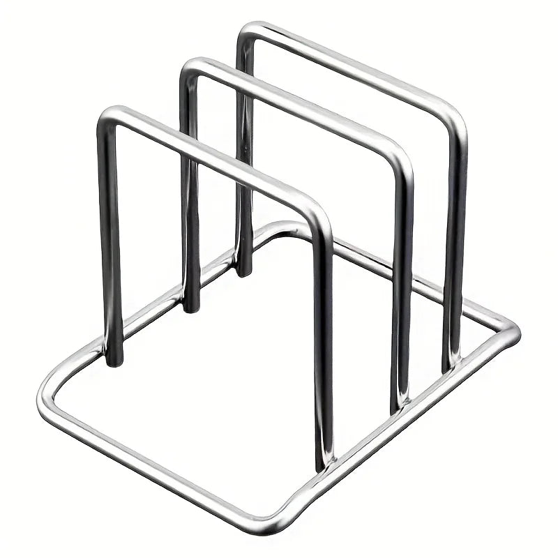 Minimalist Stainless Steel Cutting Board & Pot Lid Organizer Stand