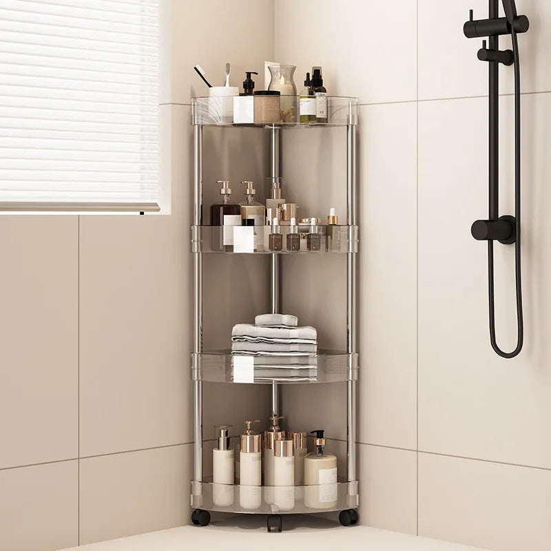 Modern Transparent Acrylic Corner Rolling Cart