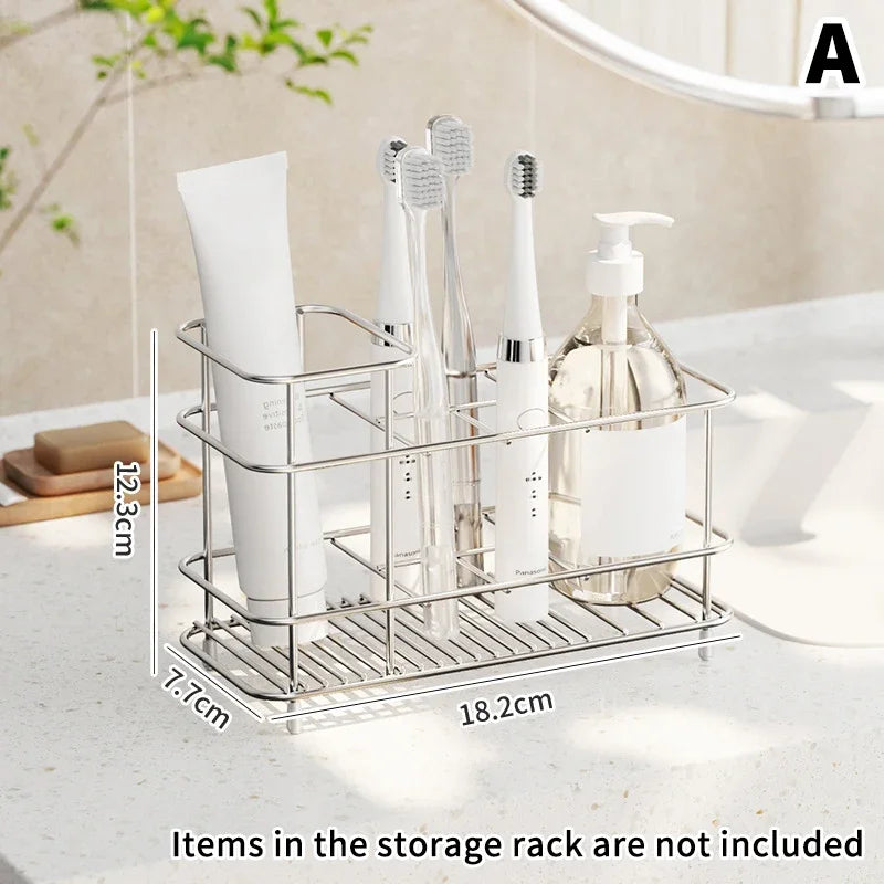Minimalist Stainless Steel Countertop Toothbrush Holder