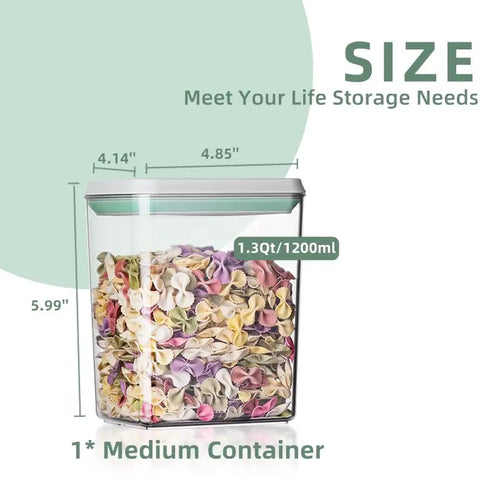 Airtight Food Storage Containers Set of 3 – Pop-Up One-Click Seal, 1200ml BPA-Free PET, Stackable