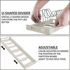 Expandable Pot and Pan Organizer Rack with 7 Adjustable Dividers