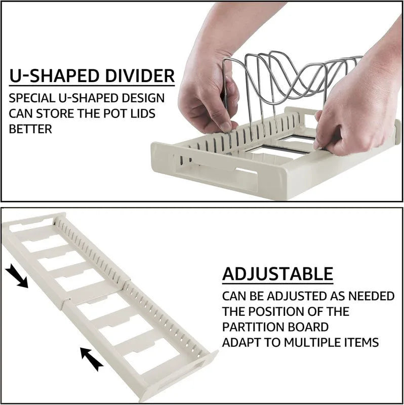 Expandable Pot and Pan Organizer Rack with 7 Adjustable Dividers