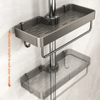 No-Drill Shower Rod Storage Organizer Rack