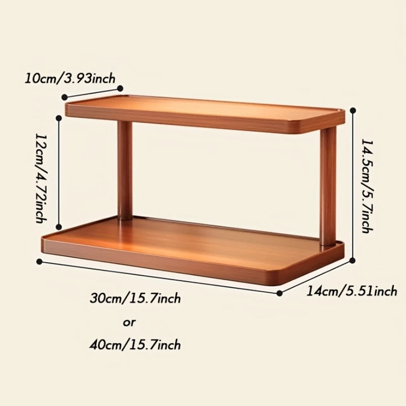 Minimalist 2-Tier Wooden Coffee Station Organizer