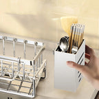 Stainless Steel Sink Caddy Organizer with Slanted Drain Tray