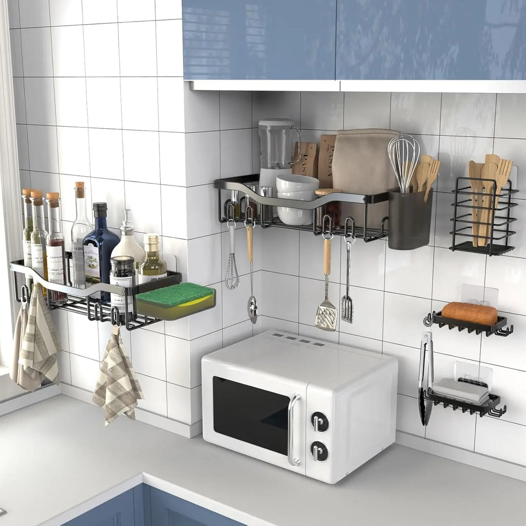 Premium Adhesive Shower Caddy & Bathroom Organizer Set