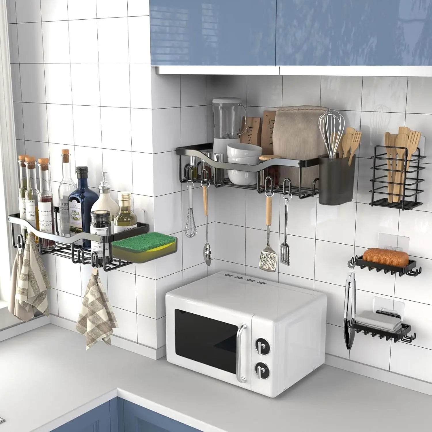 Premium Adhesive Shower Caddy & Bathroom Organizer Set