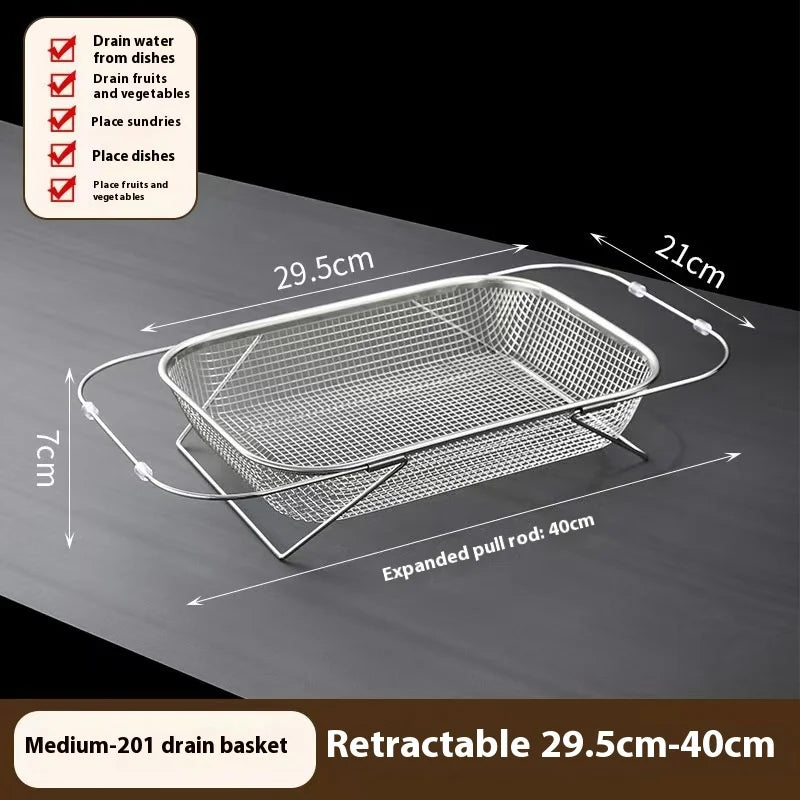 Over-the-Sink Expandable Stainless Steel Drain Basket