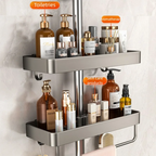 No-Drill Shower Rod Storage Organizer Rack