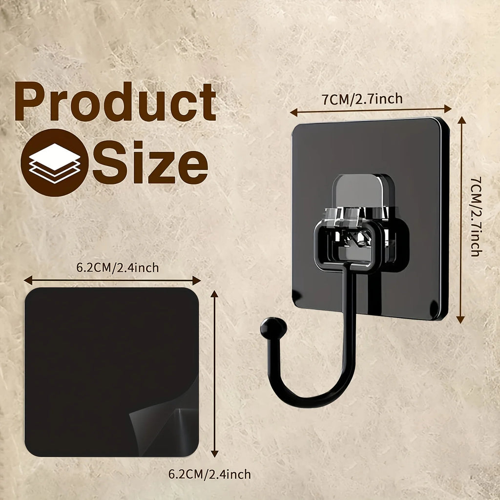 Premium Matte Black Adhesive Wall Hooks (5-Pack)