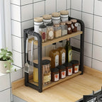 Modern Matte Black 2-Tier Countertop Organizer – Aesthetic Kitchen & Coffee Bar Shelf