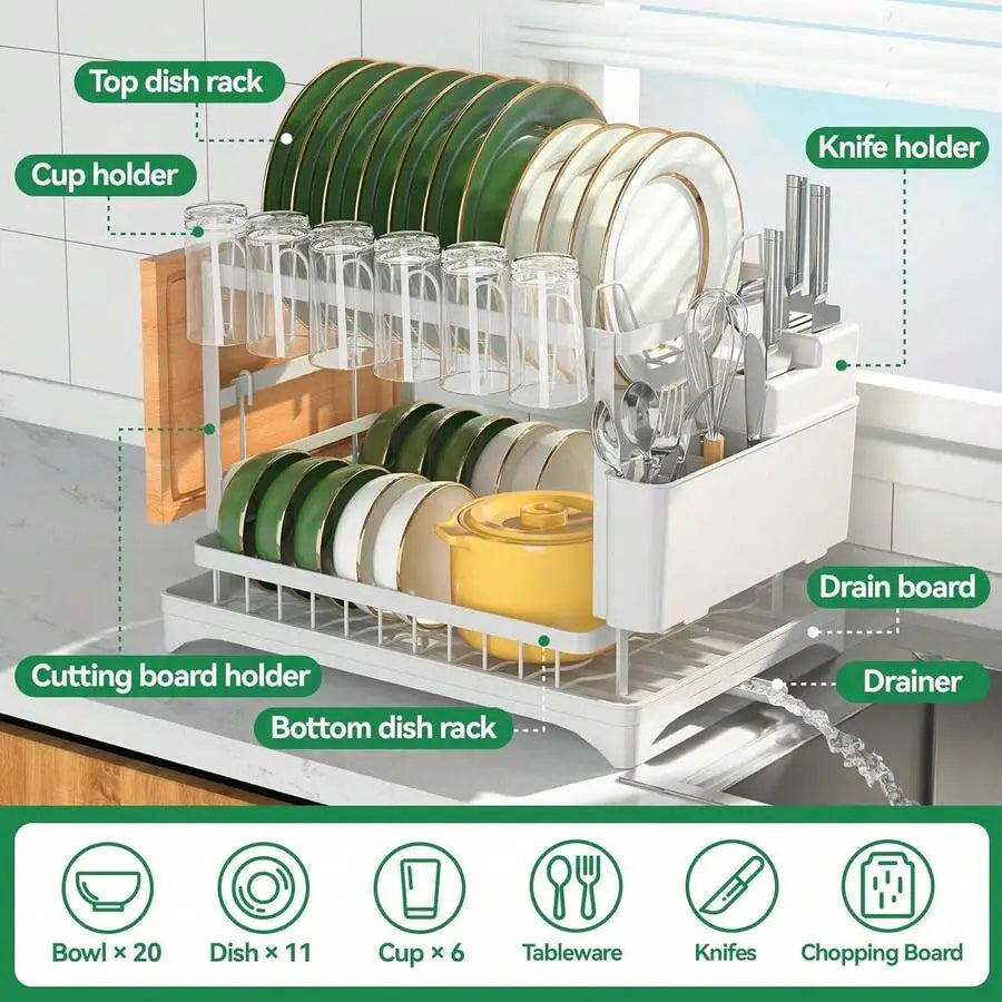 The CozyHome Premium 2-Tier Dish Rack