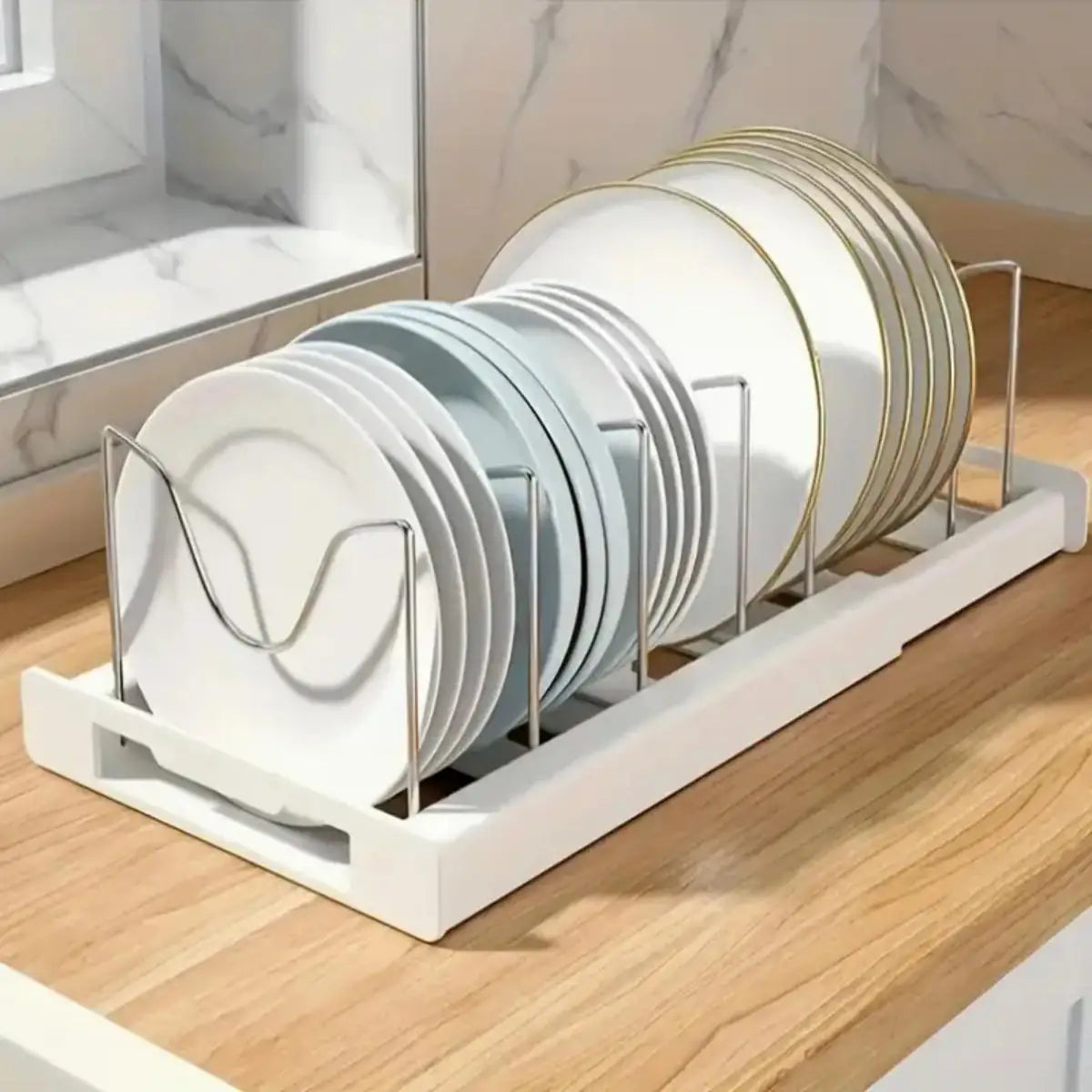 Expandable Pot and Pan Organizer Rack with 7 Adjustable Dividers